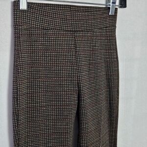 Zara Womens Black/Beige Gingham Size XS Pants Stretchy with 1/4 Zip Ankle